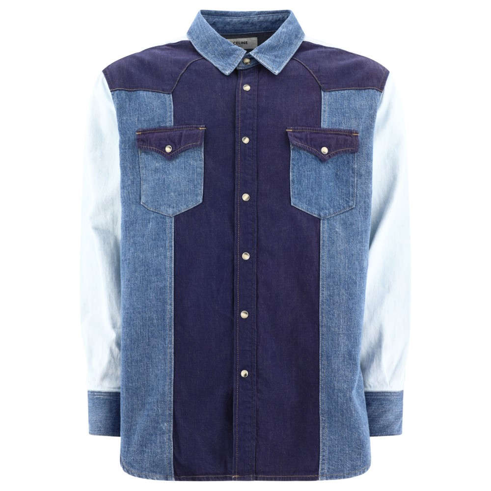 セリーヌ (Celine) メンズ シャツ トップス Patchwork Denim Shirt