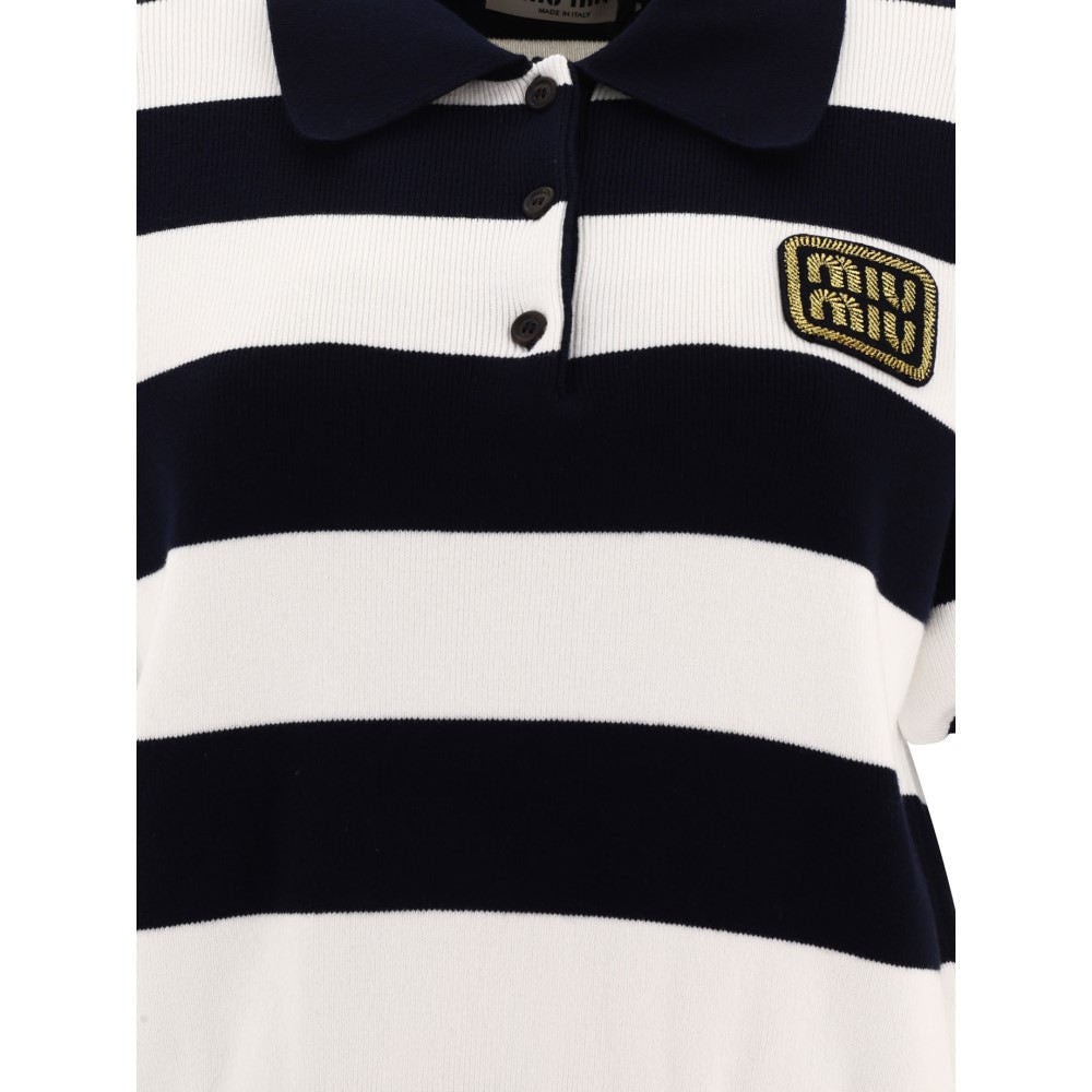 ミュウミュウ (Miu Miu) レディース ポロシャツ トップス Striped Polo